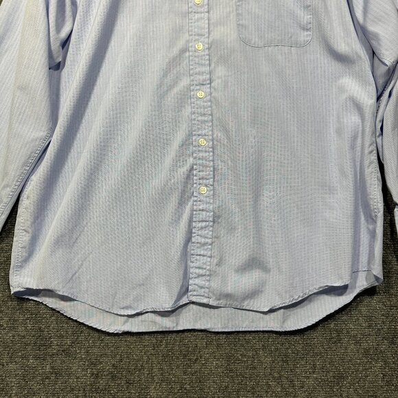 Hickey Freeman Shirt Mens 16.5  Button Up Blue Stripe Cotton Pocket - Picture 2 of 8